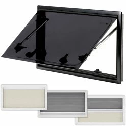 Adventurer Campervan Window With Top Hinge, Blinds & Flyscreen - Flush Acrylic Glass And Frame
