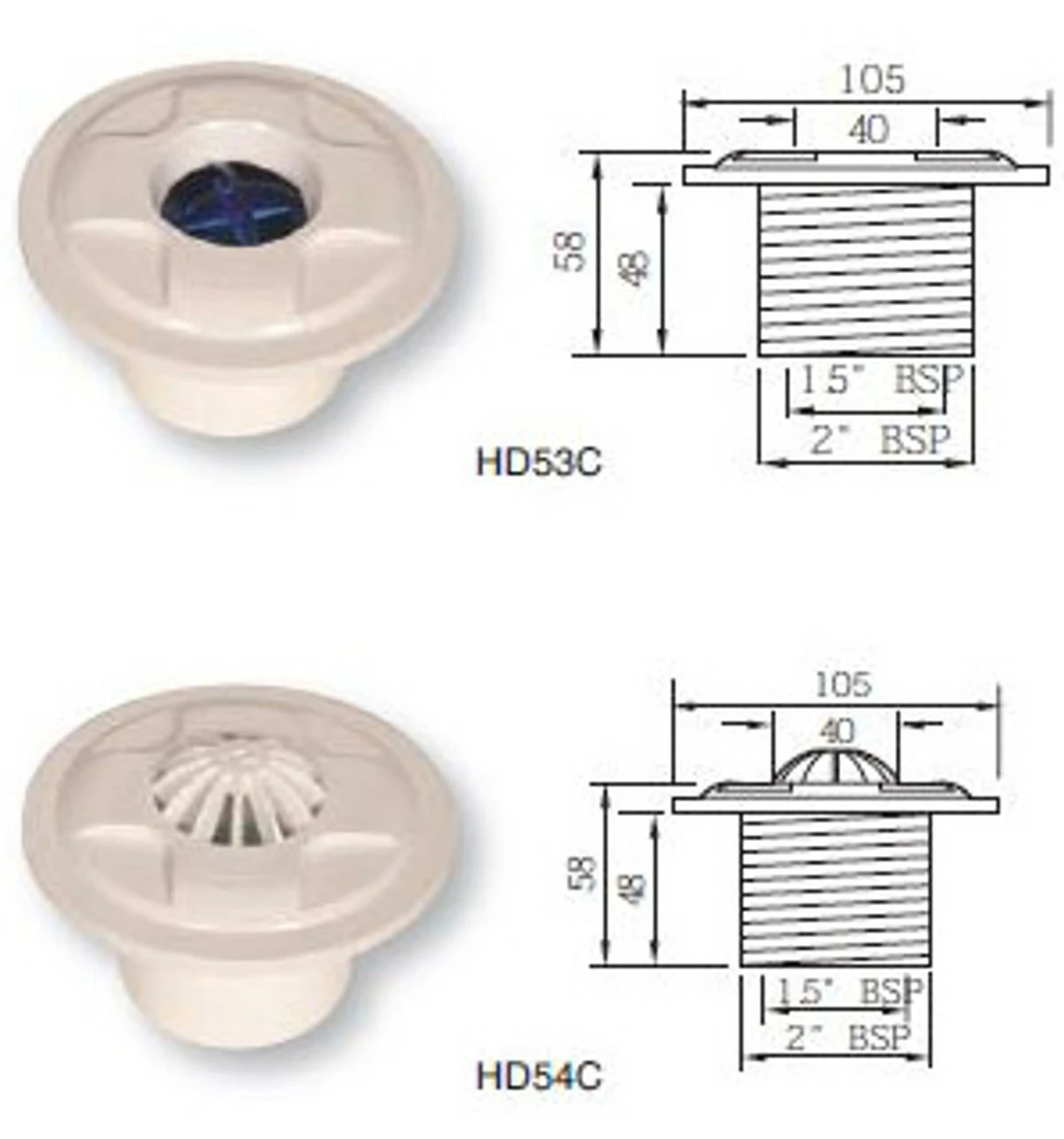 Certikin 1.5" Wall Inlets For Concrete Swimming Pool 3 Certikin 1.5" Wall Inlets For Concrete Swimming Pool