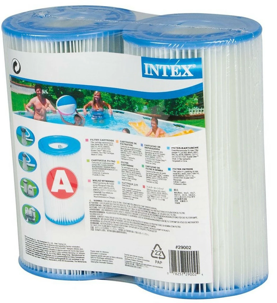 Intex Swimming Pool A-Type Filter Cartridge Twin Pack 3 Intex Swimming Pool A-Type Filter Cartridge Twin Pack
