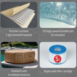 Intex Octagonal Spa Inflatable Jacuzzi Style Portable Hot Tub -Truma Shop octag spec 2 36513.1427368053