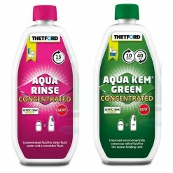 Thetford Aqua Kem Porta Potti Pink & Green Eco Friendly Concentrate Chemical Duo Pack -Truma Shop thetford aqua kem rinse concentrate pink green eco septic tank duo twin pack 59056.1574162346