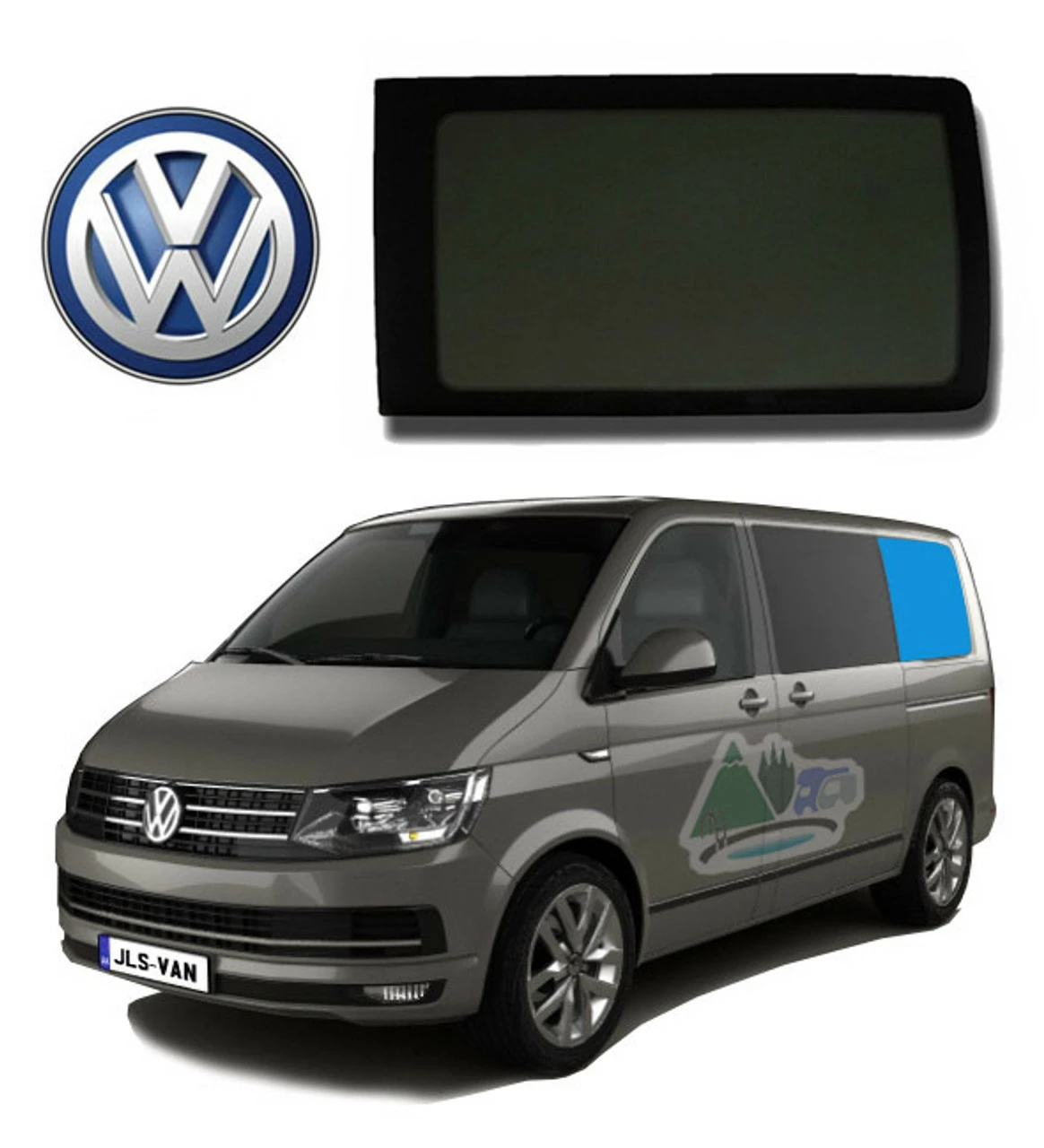 JLS VW T5 T6 LWB Bonded Privacy Glass Fixed Window - Rear Left Hand LWB 3 JLS VW T5 T6 LWB Bonded Privacy Glass Fixed Window - Rear Left Hand LWB